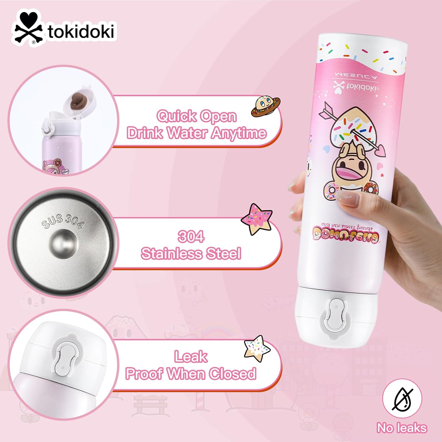 Tokidoki Unicorno insulated water bottle Stainless Steel Water Bottle 16oz Vacuum Sealed Thermal Cup with Leak Proof Flip Lid, Double Wall Tumbler for Hot & Cold Drinks, Unicorno Design - Image 3