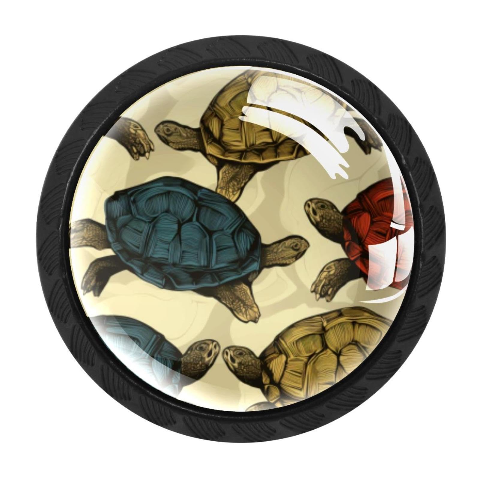 Chenzzzz Multicolored 05 4 Pieces Sea Turtle Drawer Knobs, 35Mm Black Cabinet Knobs, Drawer Pulls And Knobs, Dresser Drawer Knobs, Cabinet Hardware Kitchen Cabinet Knobs