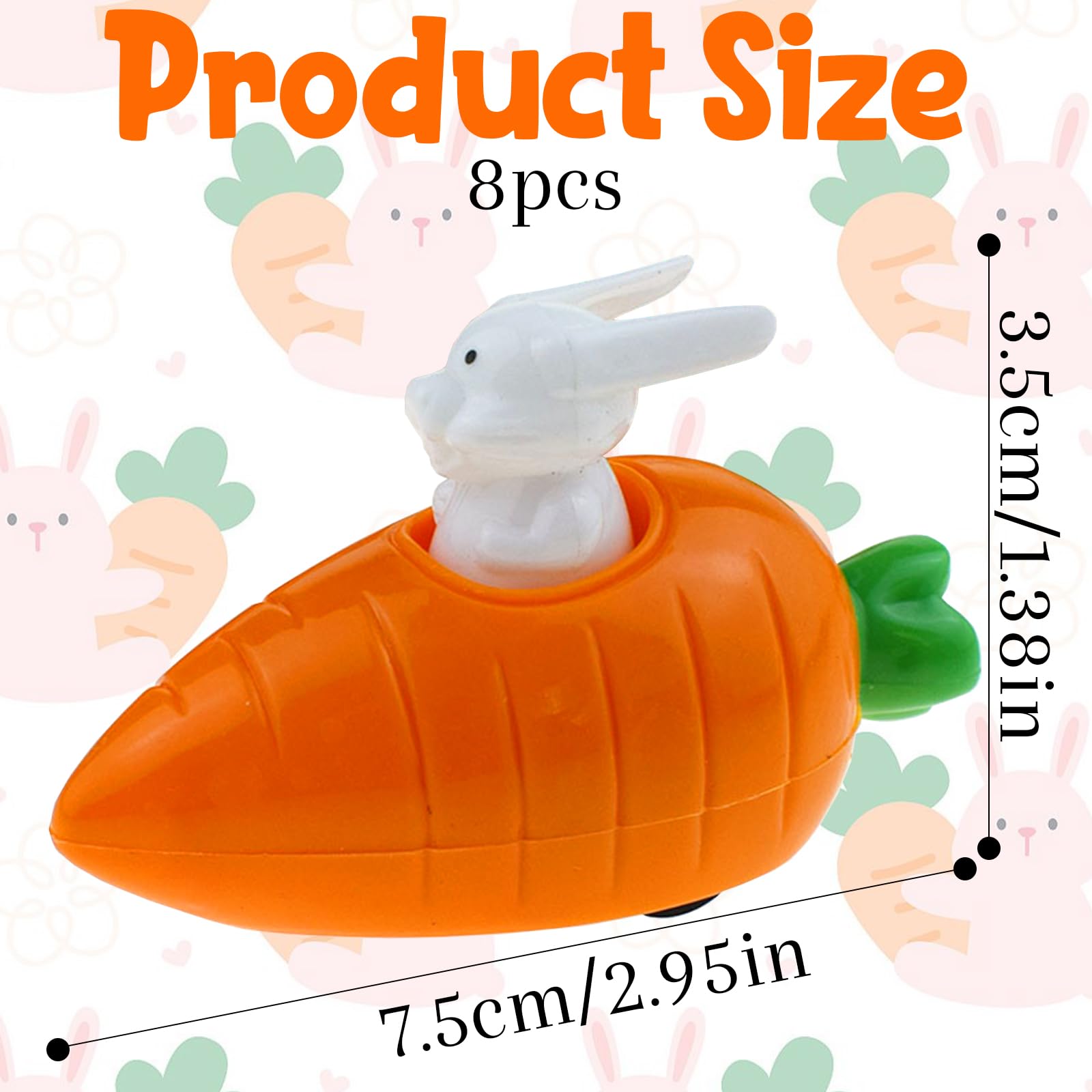 8 Pcs Voiture à Friction Lapin et Carotte, Mini Jouet de Rétrofriction pour Enfant Garçon Fille, Cadeau Invité Anniversaire Pochette Surprise Petits Jouets Fête des Enfants