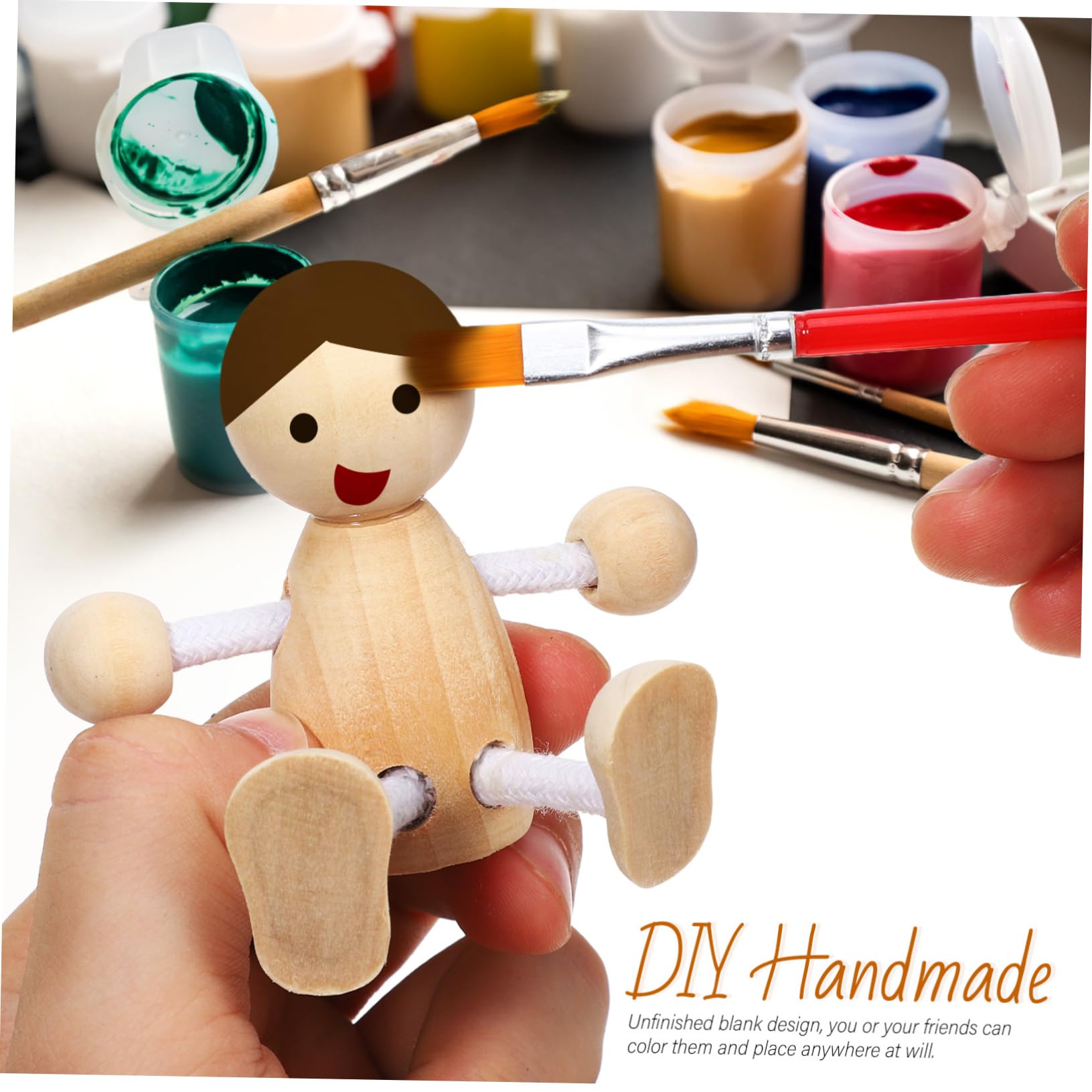 DOITOOL 16 Piezas Muñecos de Madera sin Pintar para Manualidades de Figuras Pequeñas de Madera para Pintar Juguetes para Adolescentes Decoración del Hogar Artesanal