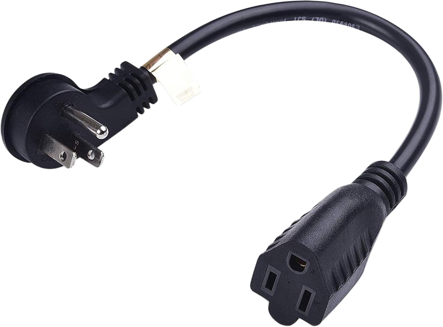 Short Extension Cord 1 Ft 12 Inches, 16AWG 3 Prong Male to Female - Flat Plug Short Indoor and Outdoor Extension Cord- Power Extension Cord Black- Small Heavy Duty Extension Cable- Luxury Office