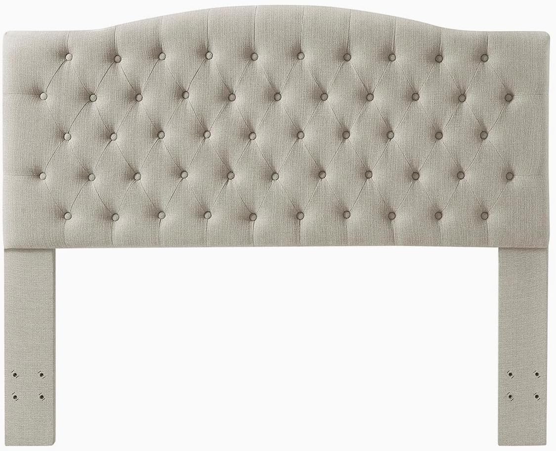24KF Upholstered Tufted Button Linen Fabric Headboard,Comfortable Fashional Headboard Queen/Full Size,Linen