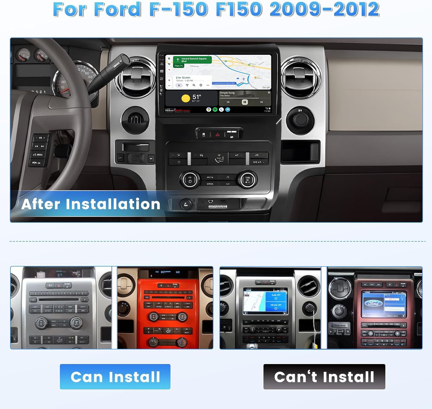 KEC 9" [6G + 128G] Android 16 radio samochodowe do Ford F150 2009-2012 z nawigacją Octa Core-[wbudowany CarPlay/Android Auto/DSP/Mirror Link/GPS Navi/360 Camera/Bluetooth 5.0/WiFi/USB