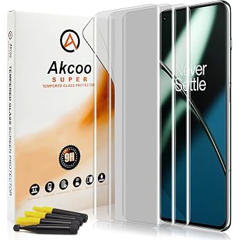 Pack of 3 Tempered Glass Screen Protector for OnePlus 11 UV Liquid Dispersion Technology Fingerprint Sensor Compatible Protective Glass for Oneplus11 5G