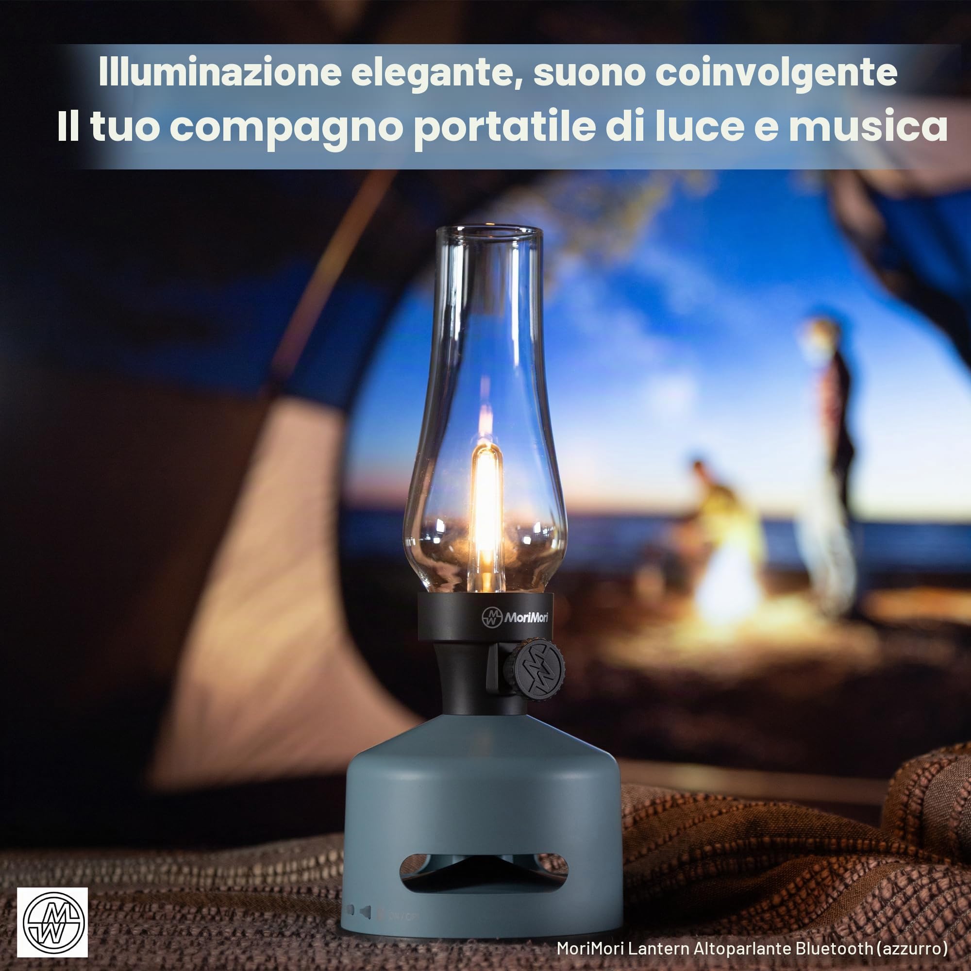 KOOKOO MoriMori Lampada di design con altoparlante (azzurro)