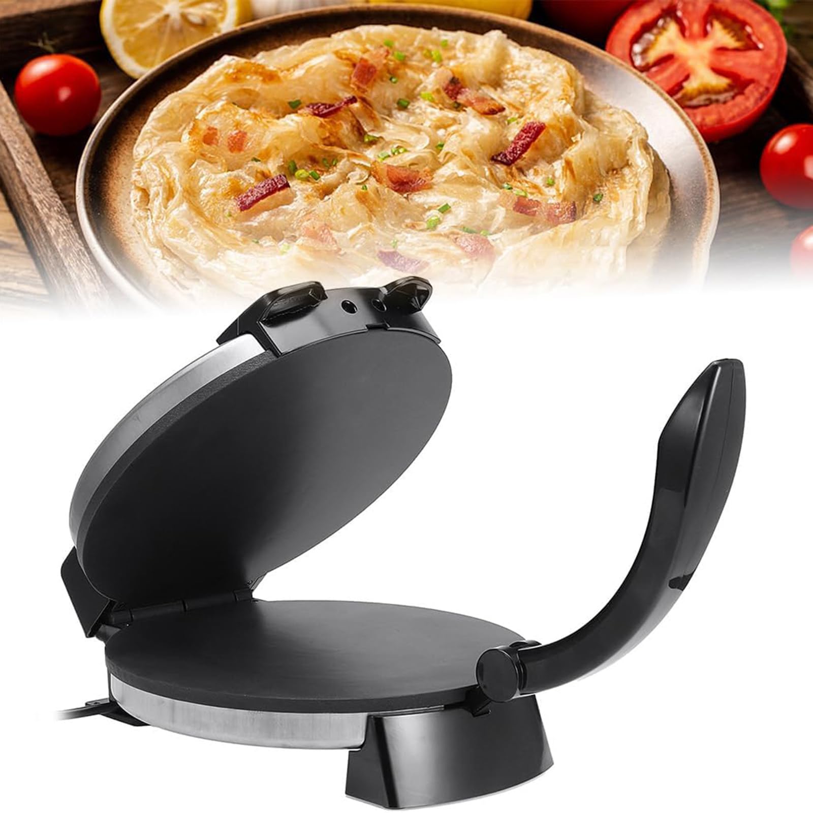 Non Stick Chapati Maker, Electric Tortilla Press & Roti Maker, Tortilla Crepe Pancake Machine, Anti-Scalding Handle, Indicator Light, Double-Sided Heating, For Homemade Tortillas, Rotis, Chapatis