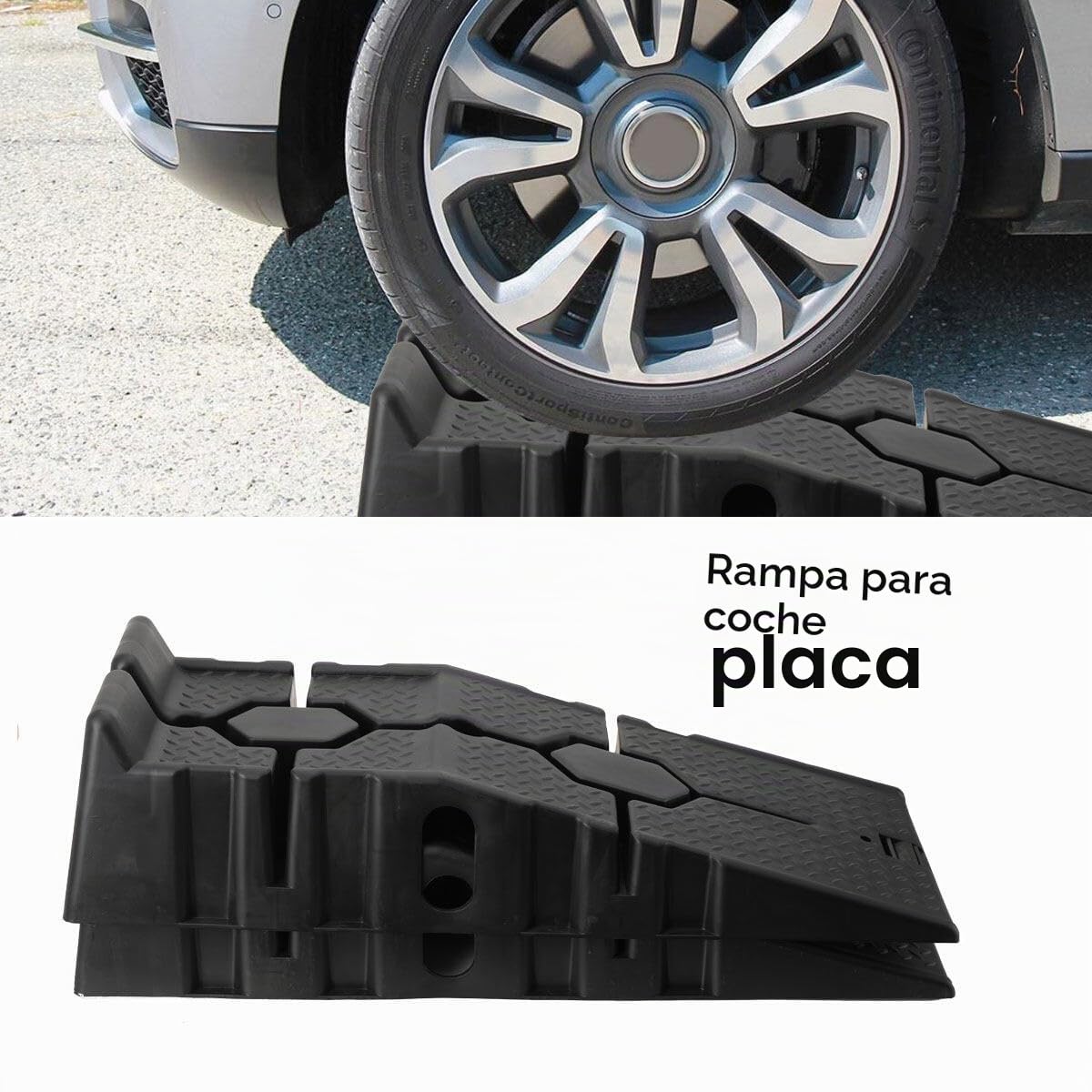 Rampa de Carga Plástica, Juego de 2 Rampas Acceso Extra Planas, 90x33x22cm, 2-3 Toneladas