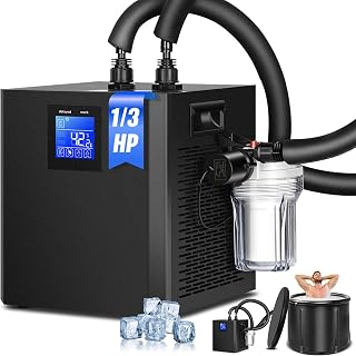 Ice Bath Water Chiller for Cold Plunge Tubs, 1/3 HP Cold Plunge Chiller with Submersible Pump, External Filter and Remote Control, Ice Bath Chiller Unit for Home Use & Professional Use