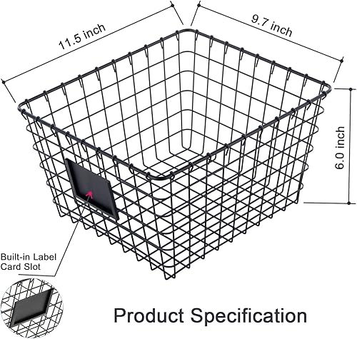 Miniatura 3 de Paquete de 4 canastas de almacenamiento de alambre hechas a mano para organizar artículos del hogar, organización de despensa, encimera de baño,