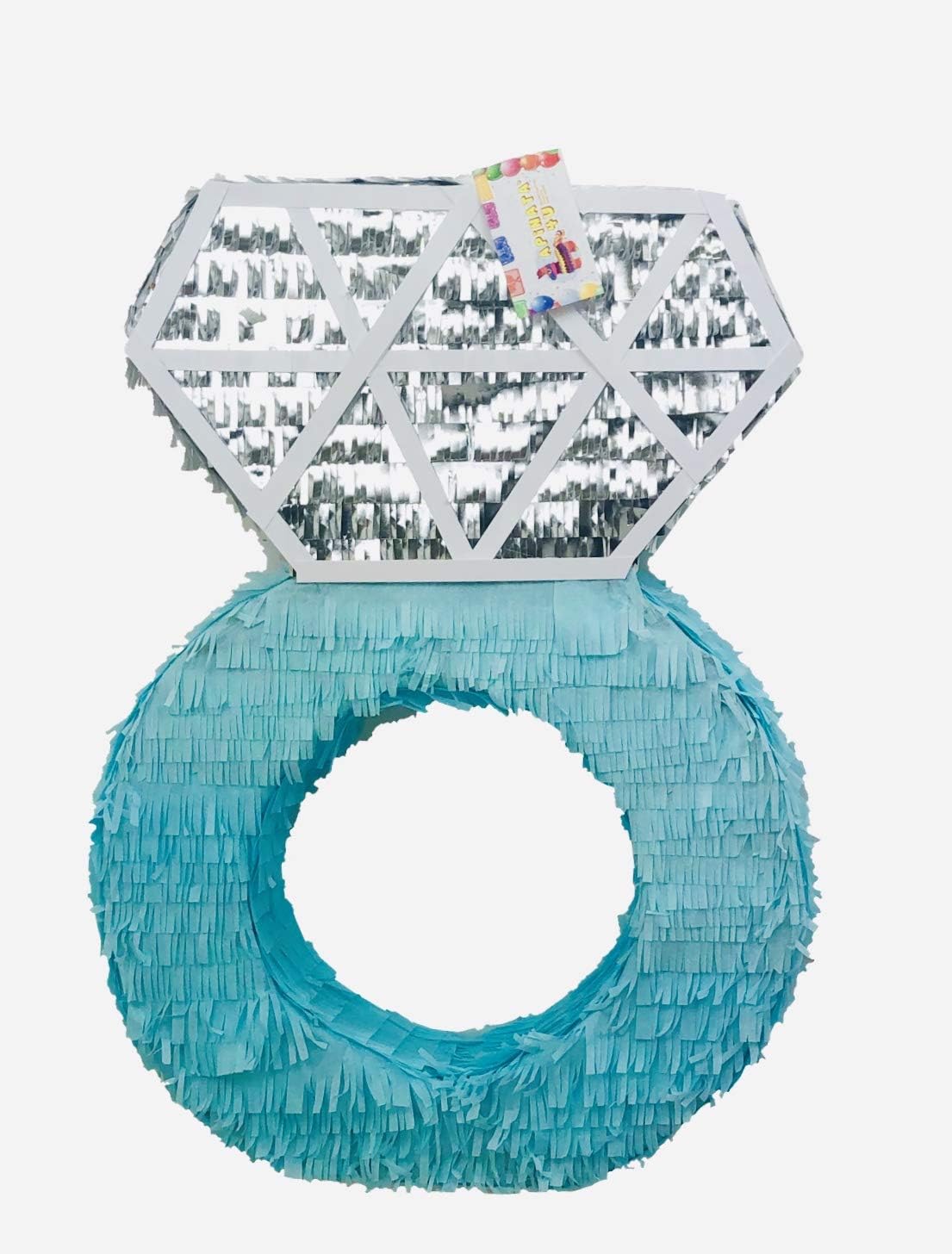 Diamond Ring Piñata 20" Tall Teal & Silver Color Bride To Be Party Wedding Bachelorette Party Decoration I DO I said Yes Anniversary