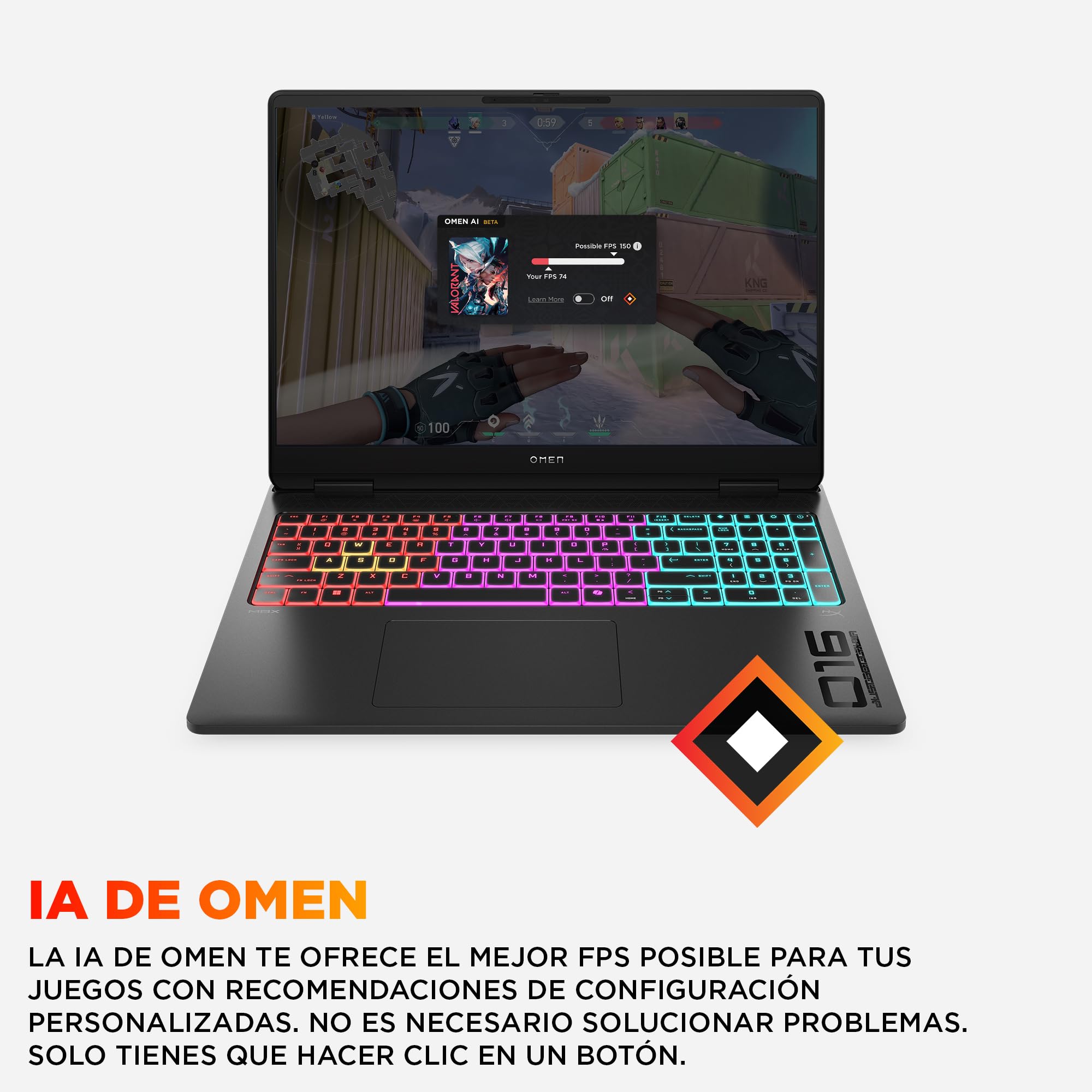 HP OMEN MAX - Ordenador Portátil Gaming de 16" OLED 240Hz (Ultra 7-255HX, 32GB RAM, 1 TB, NVIDIA GeForce RTX 5070 8GB, FreeDos) Negro - Teclado QWERTY Español