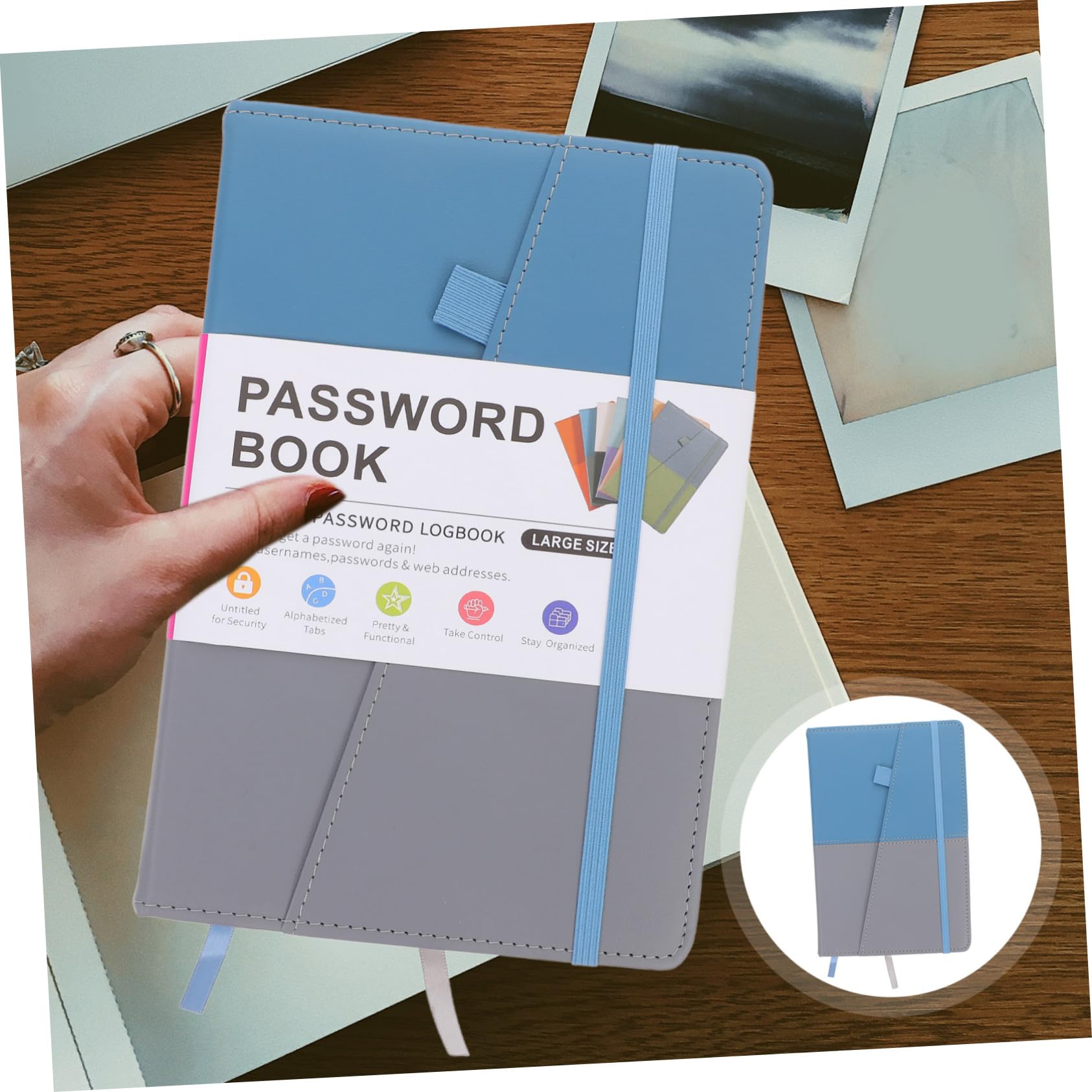 Carnet de Mots de Passe en Pu et Papier avec Onglets Alphabétiques Design Simple et Pratique Bloc-notes Multifonction pour Enregistrer Mot de Passe Format A5