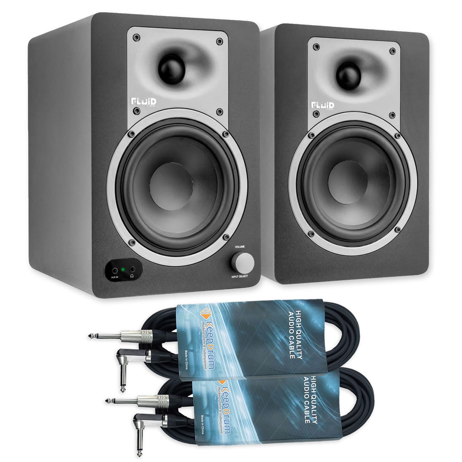 Fluid Audio C50BT Studio-Monitore Aktive Lautsprecher mit keepdrum Kabel