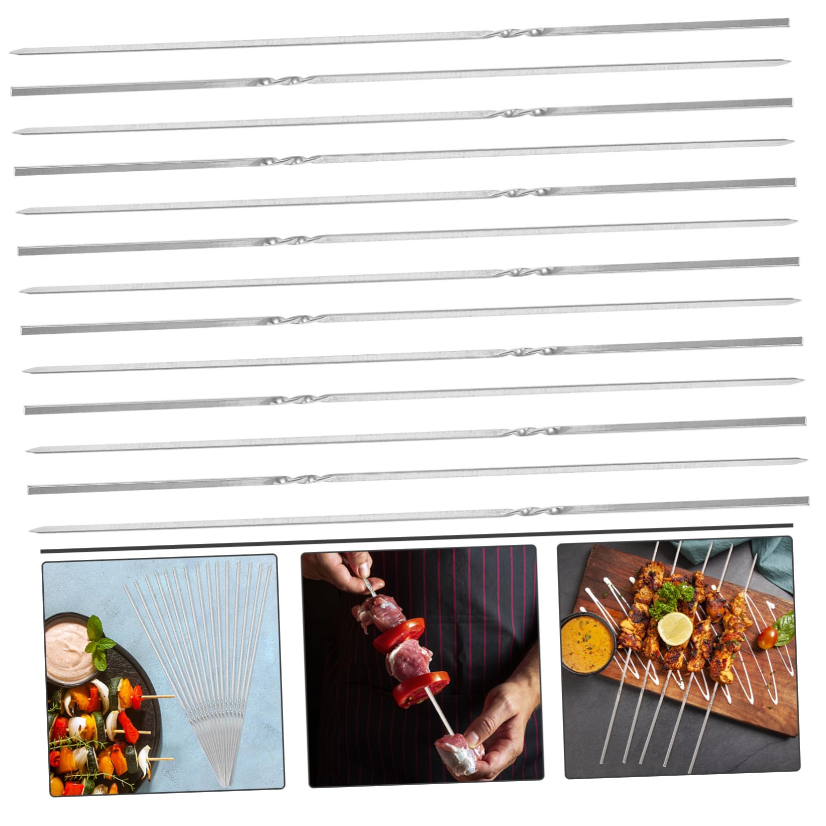 VALICLUD 50pezzi Spiedini Per Barbecue in Acciaio Spiedini Per Grigliare Per Carne e Verdure Utensili Per Grigliare Riutilizzabili