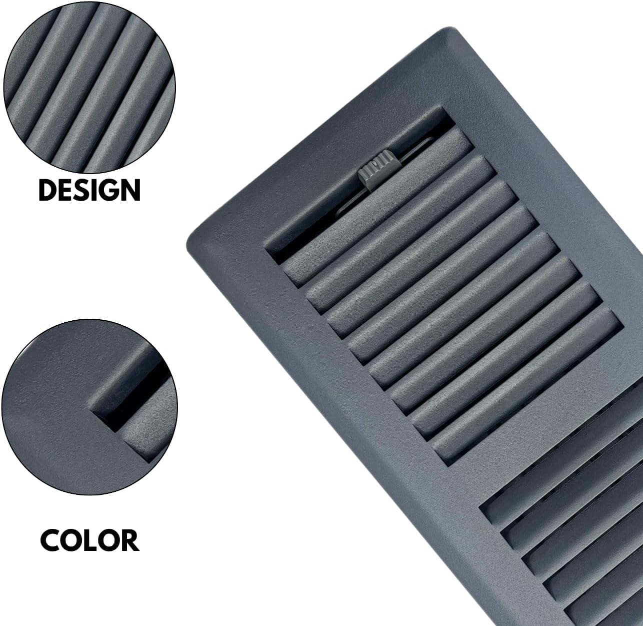4" x 10" Grey Floor Register 2 Way – Stamped Face Steel Vent Cover, HVAC Floor Grille for AC Heat, Fits 4x10 Duct Opening, Heavy Duty Metal Register image 3