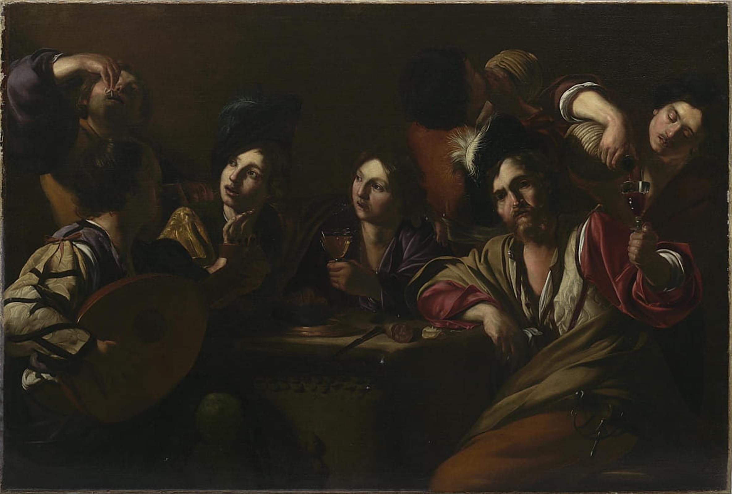 ARTXLXXBN Famous Art Print Poster Vintage Wall Art Tavern Scene by Bartolomeo Manfredi Canvas Art Poster for Home Decor 60x90cm