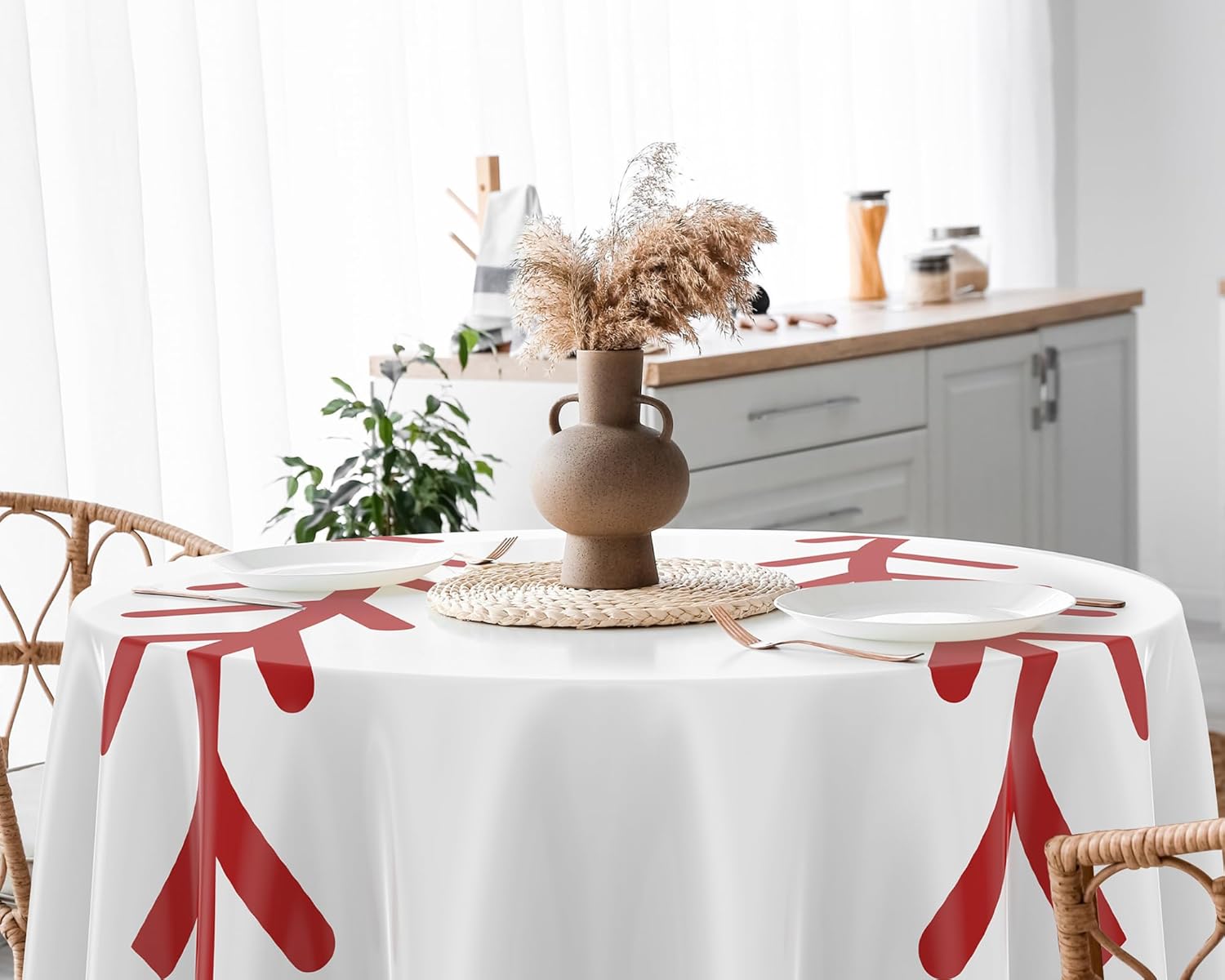 Oudain 12 Pcs Round Baseball Tablecloth 84" Plastic Red White Baseball Tablecloth Disposable Circle Softball Sports Table Cloth Art Design Thread Decoration for Dining Wedding Birthday Party