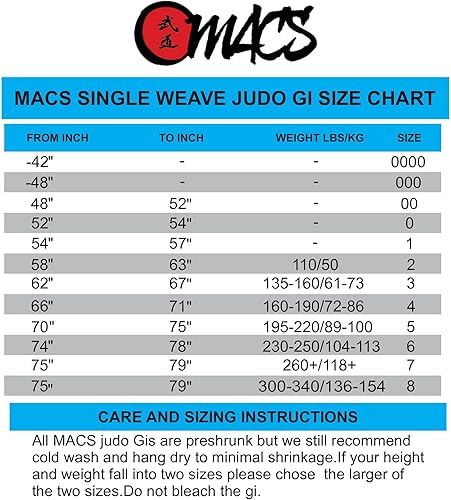 Miniatura 2 de MACS Judo Single Weave Gi - Uniforme unisex para niños y adultos, con cinturón Sz 000 a 8