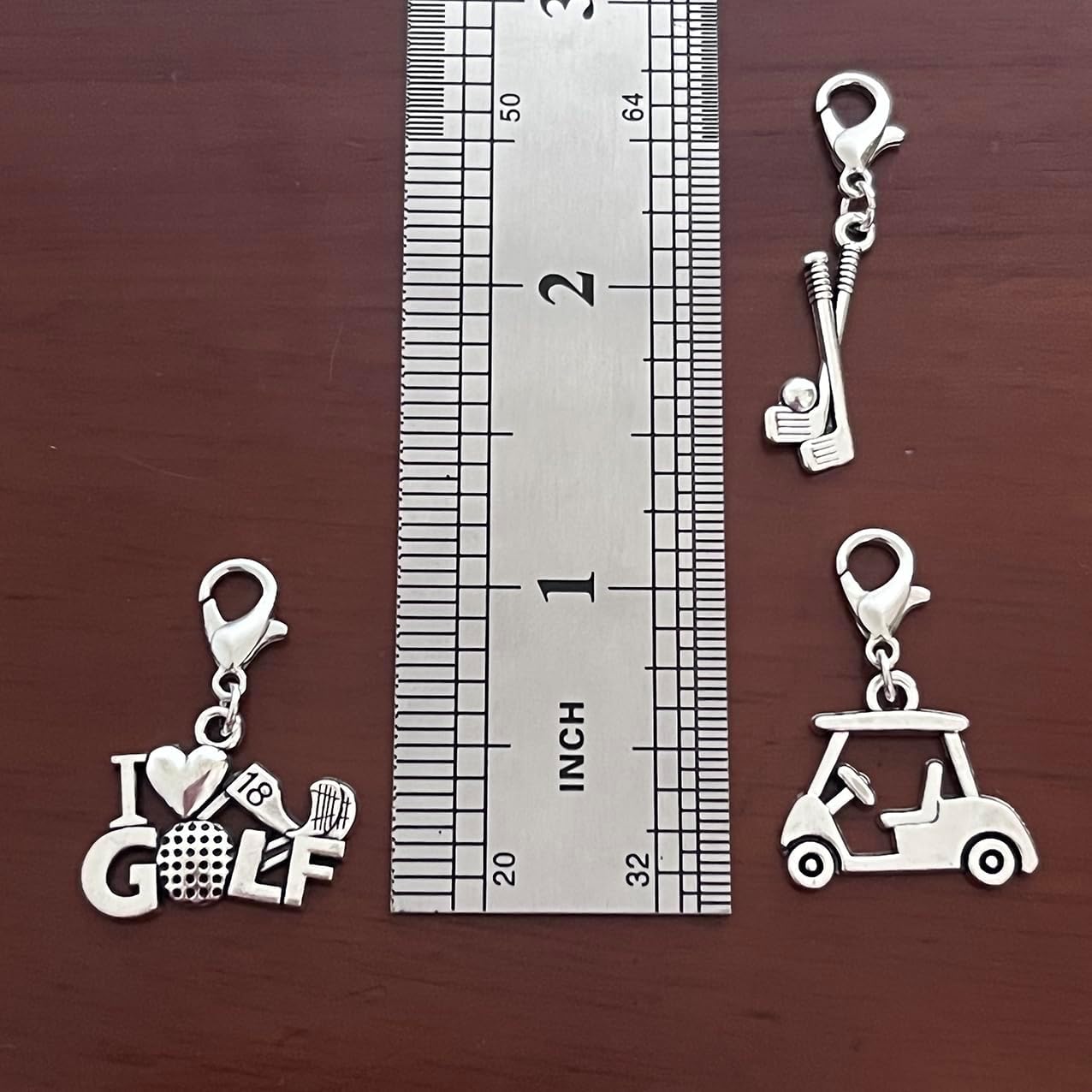 3psc Golf Clip on Charms Golf Carts Golf clubs I love Golf Lobster Clasp Charms Golf Jewelry for Necklace Bracelet Zipper Pull