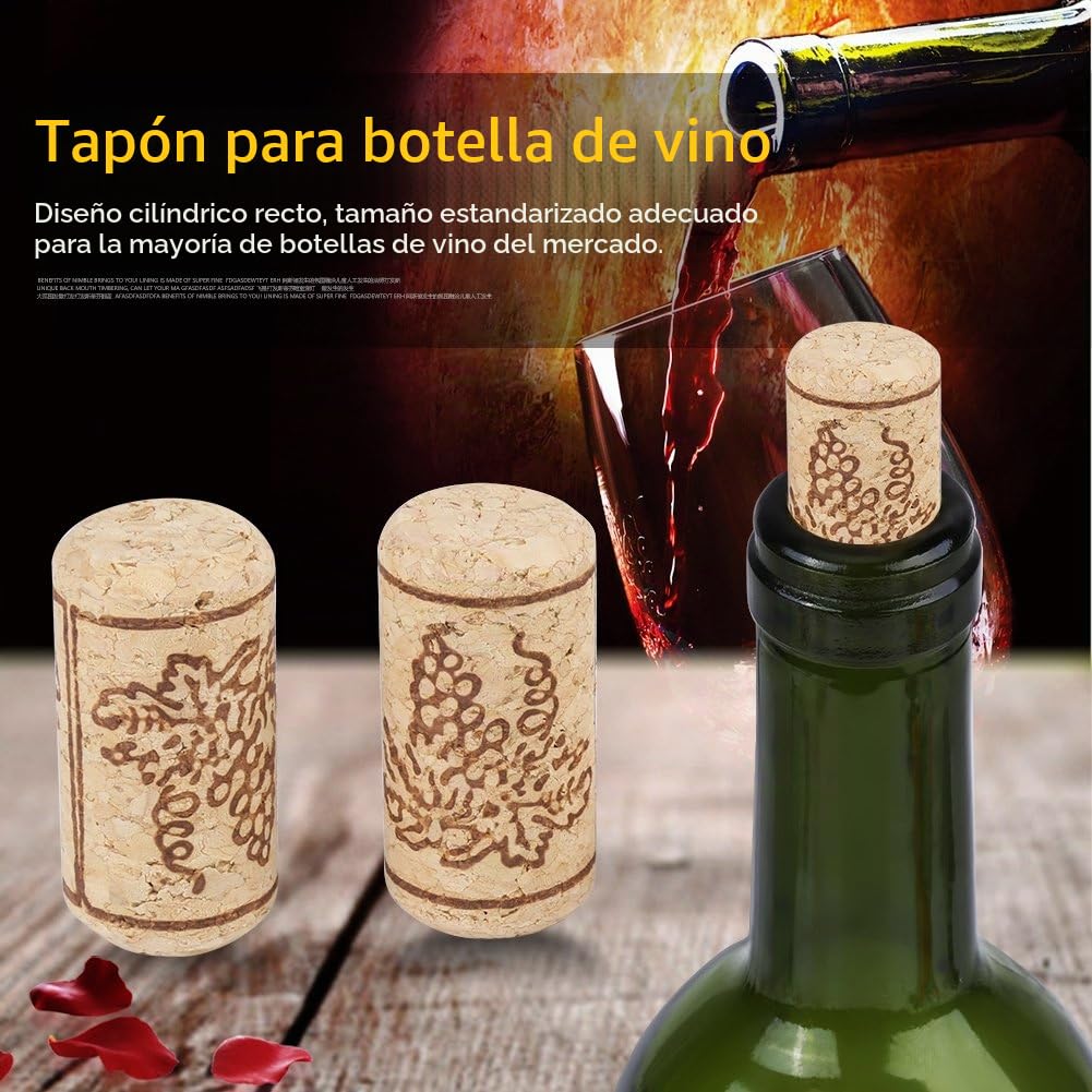 100 tapones de corcho tapones para vino tapones rectos tapones para botellas de vino decoración artesanal 22x44 mm