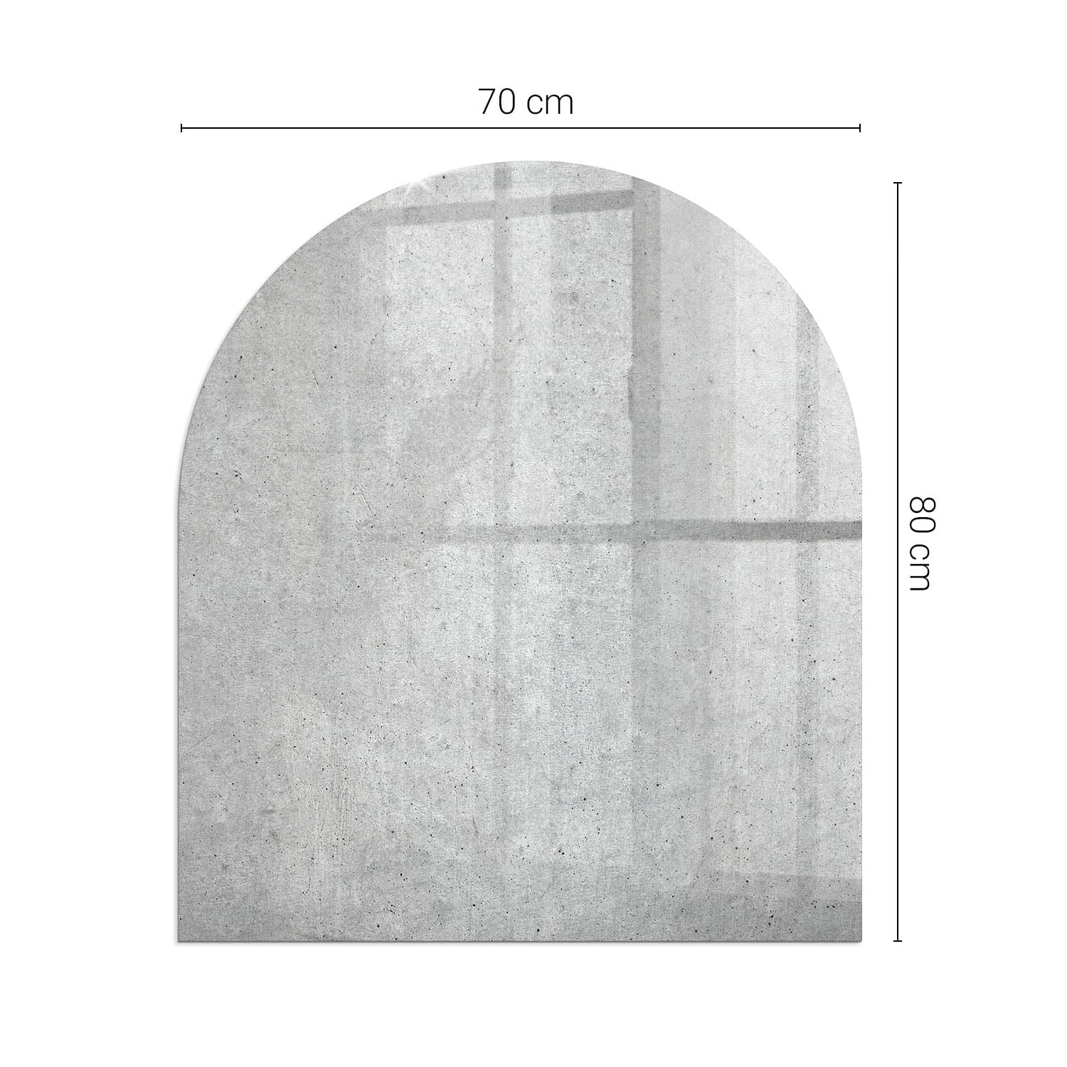 Kamin Bodenplatte 80x70 cm Schutz vor Schäden Wohnzimmer Rundbogen Spritzwasserschutz Sicherungsblech Bodenbelag Polierte Kanten Schutz vor Glut Herdboden - Rohe Betonstruktur