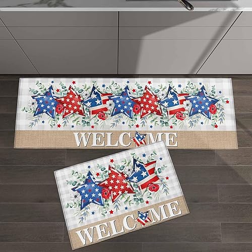 Miniatura 93 de Alfombras y tapetes de cocina Hello Fall, 2 unidades, color azul, naranja, calabaza, hoja de arce, pájaros, alfombras antideslizantes con pasillo