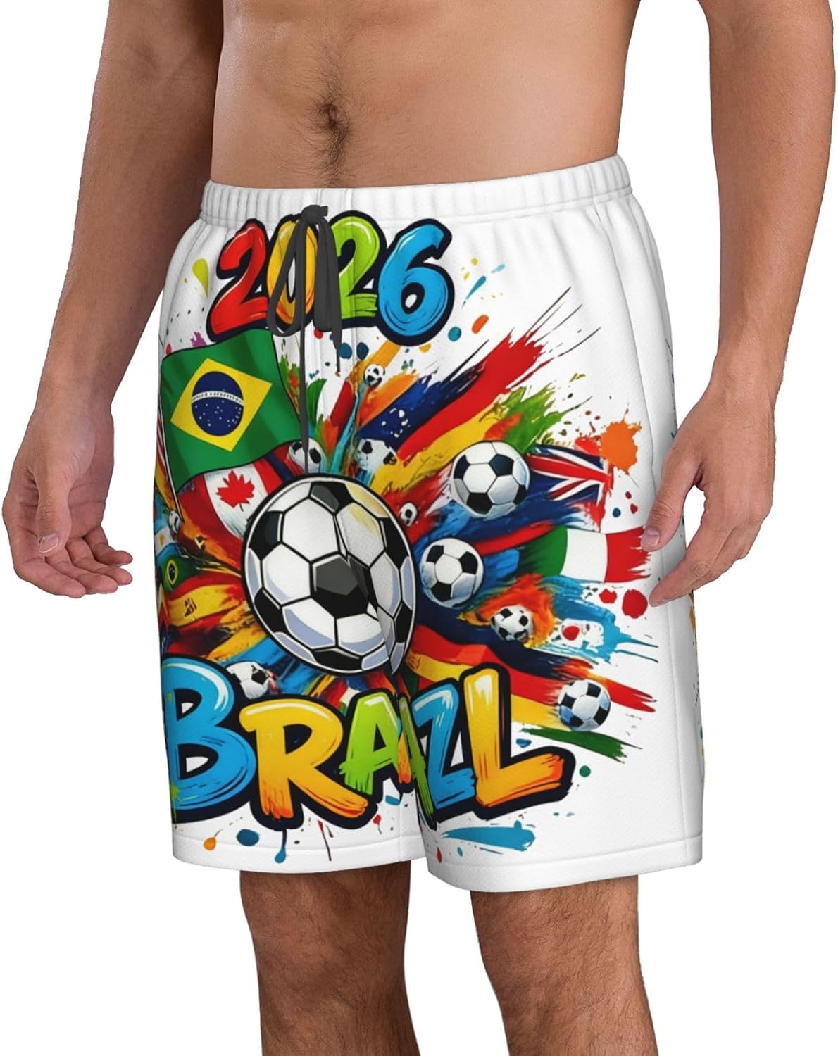 2026 Portugal Flag Graffiti Soccer Mens Swim Trunks Quick Dry Beach Board Shorts Swimwear Bathing Suit with Pockets