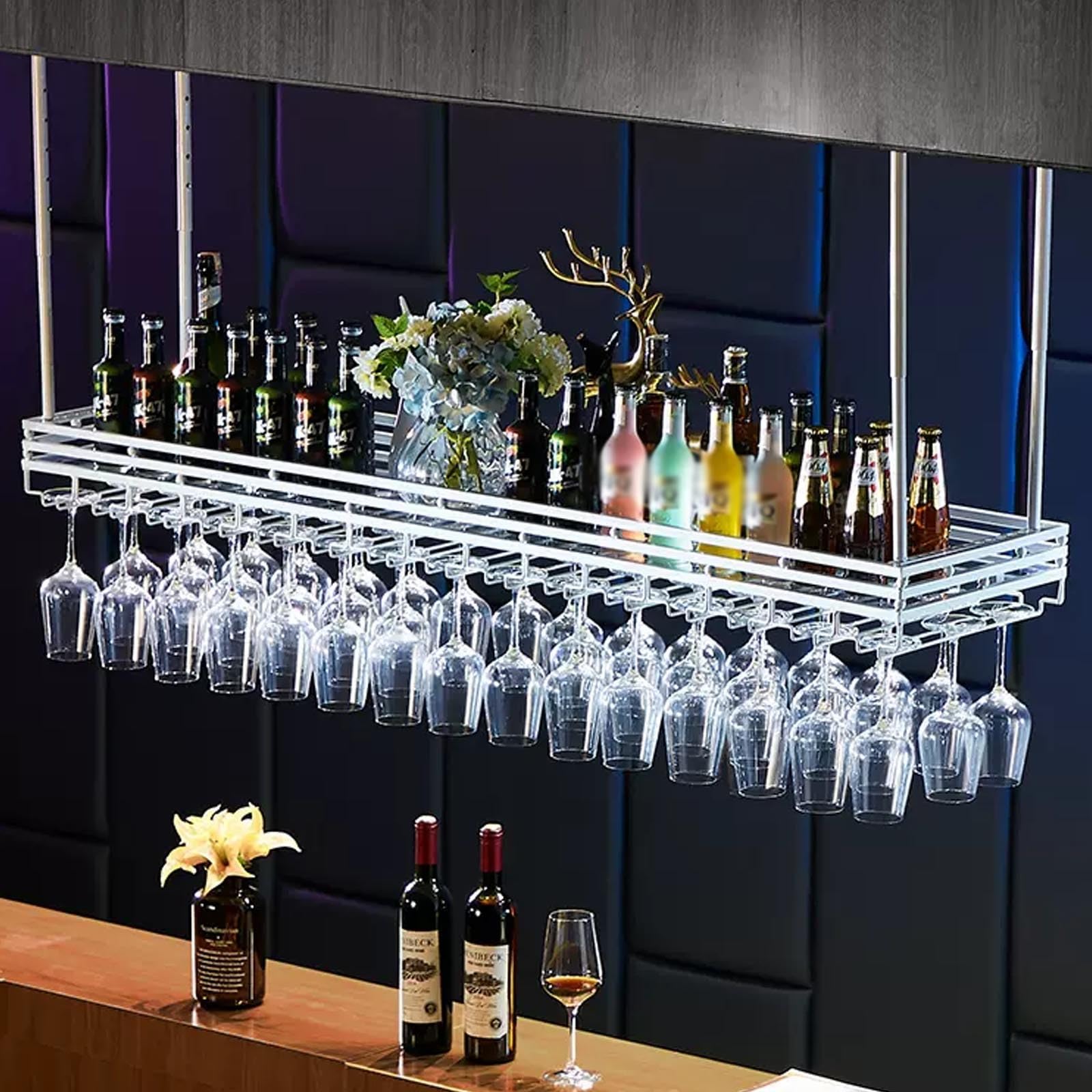 Casier à vin suspendu étagères flottantes pour rangement bar et cuisine
