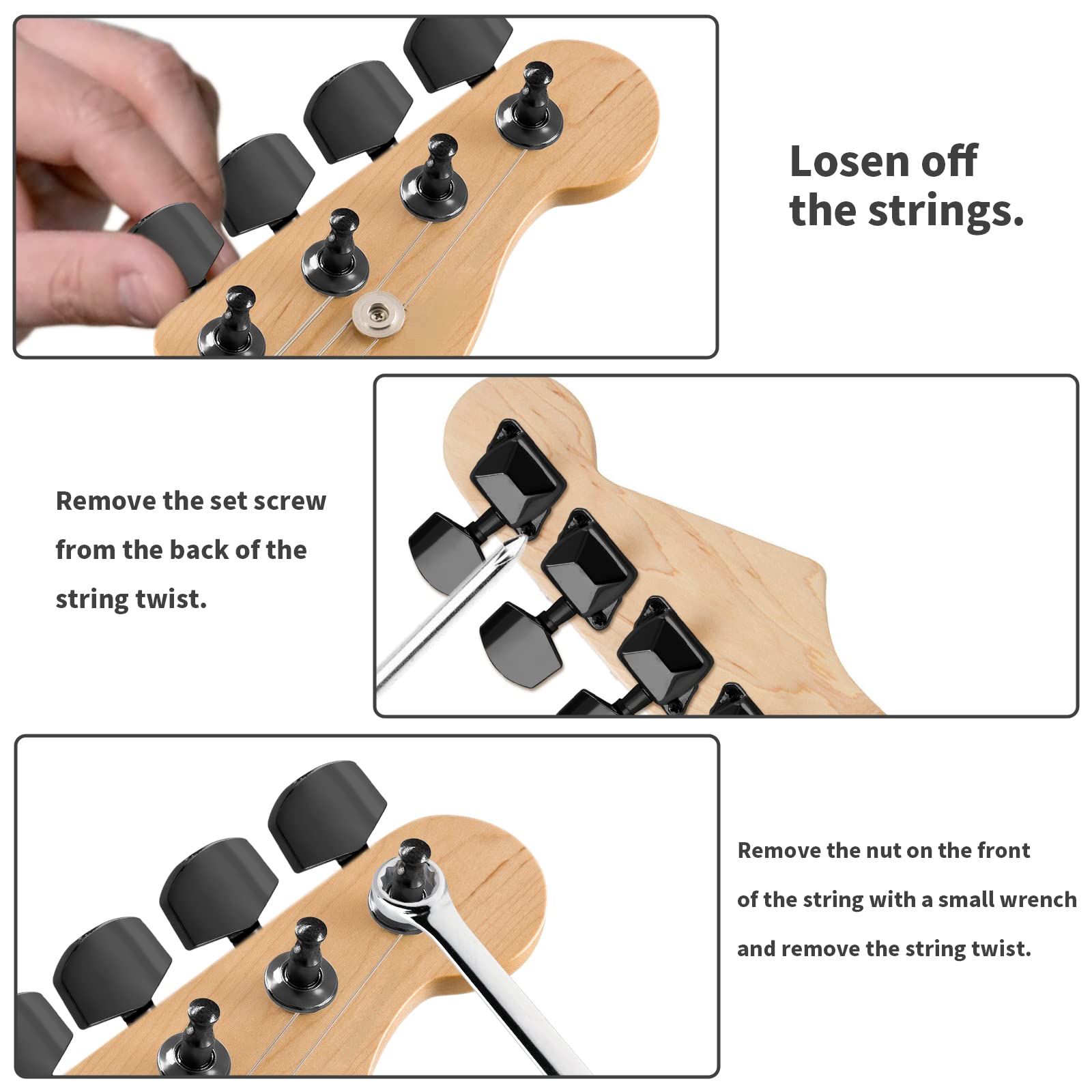 Amazon.com: Jiozermi Black Semi-closed Guitar Tuners Pegs
