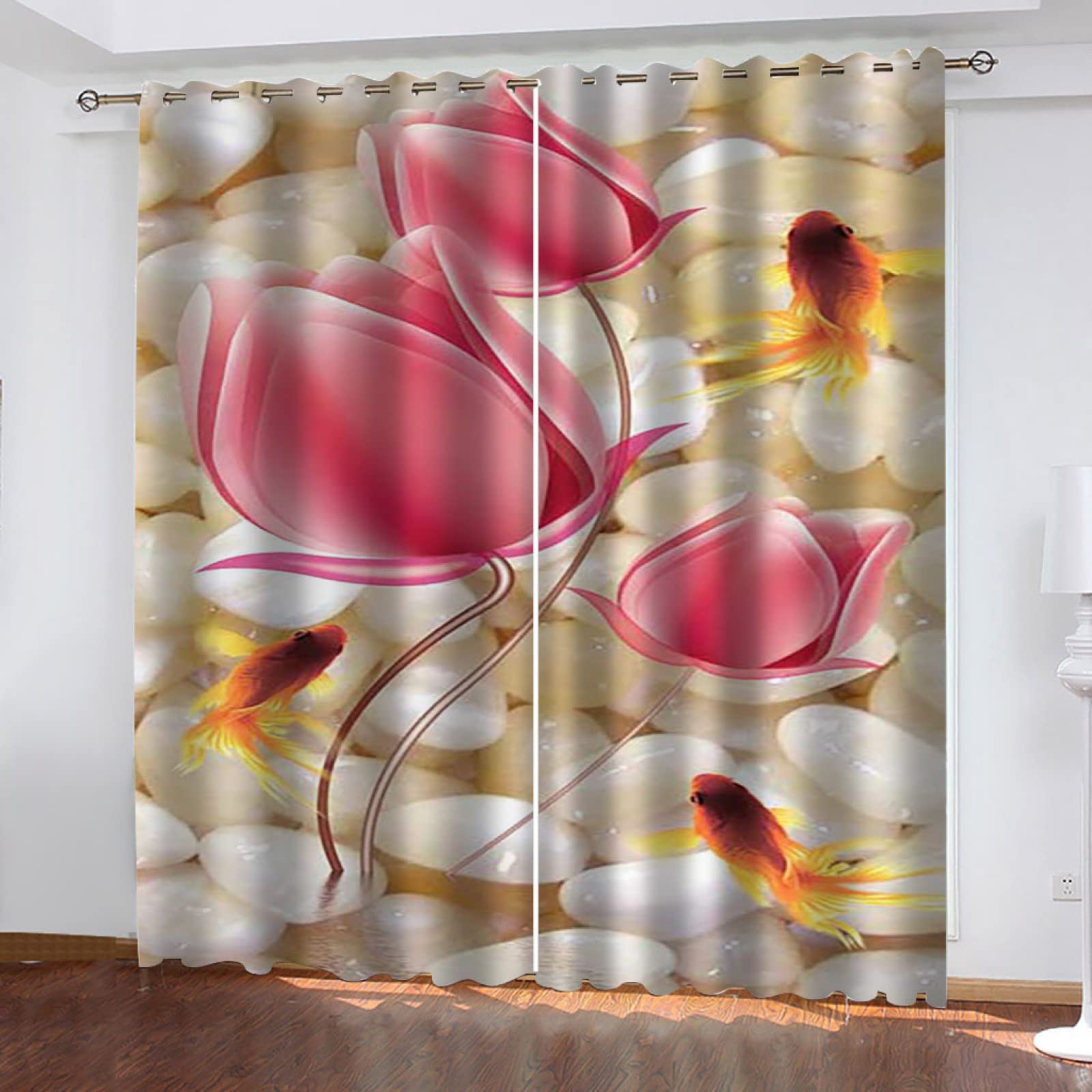 Vorhang Blickdicht Verdunklungsvorhänge Gardienen 2-SetBlume 150x166cm