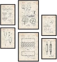 Nacnic Set of 6 Kitchen Appliance Patents Poster Retro Patents Home Decor Vintage Style A4 and A3 No Frame