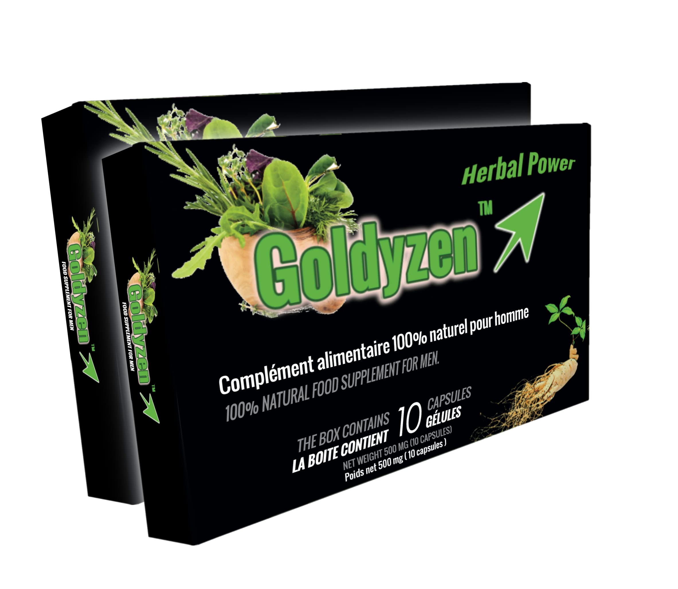 Goldyzen Herbal Power - Compléments alimentaires à base de plante pour hommes, Au complexe de Ginseng- Augmentation de la énergie, performance- Paquet de 2
