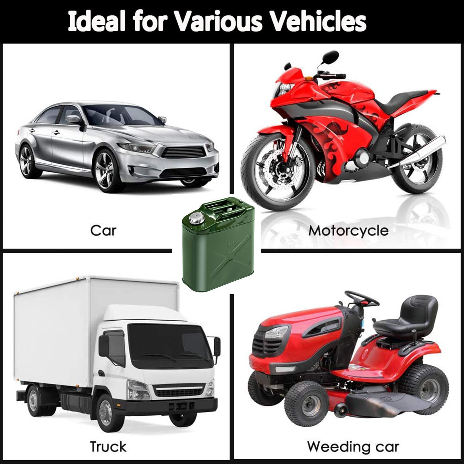 Recipientes para gasolina El tanque de gas de metal puede acceder al ejército de gasolina verde, el combustible diesel puede alimentar el tanque de copia de seguridad de emergencia, con un pico flex