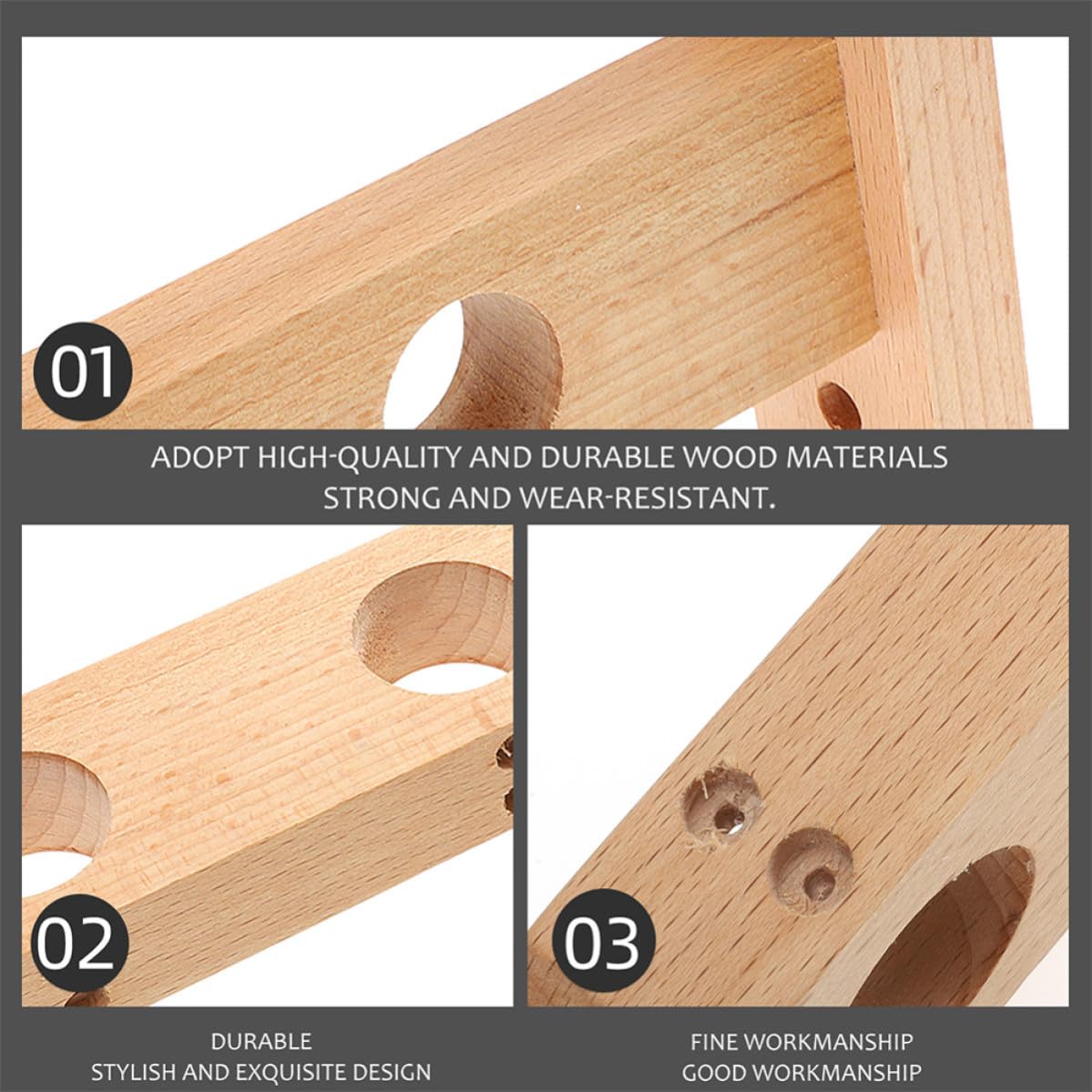 STOBAZA Supporti per Bastoncini Tende in Legno 2 Pezzi, Staffe Robuste Buona Stabilità per Montaggio a Muro, Stile Semplice per Finestre Interne ed Esterne