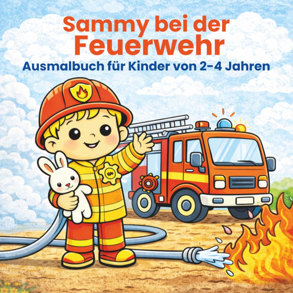 Sammy bei der Feuerwehr – Ausmalbuch für Kinder von 2–4 Jahren: Mit einfachen, liebevollen Feuerwehr-Motiven für kleine Kinderhände (Sammy Abenteuer – Ausmalbücher für Kinder 2–5 Jahre)