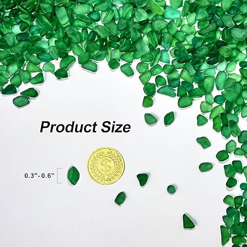 Miniatura 2 de QEQEKAKA Piedras de vidrio marino para manualidades de aproximadamente 1 libra (14.29 oz14.28 onzas), piedras preciosas de vidrio verde a granel