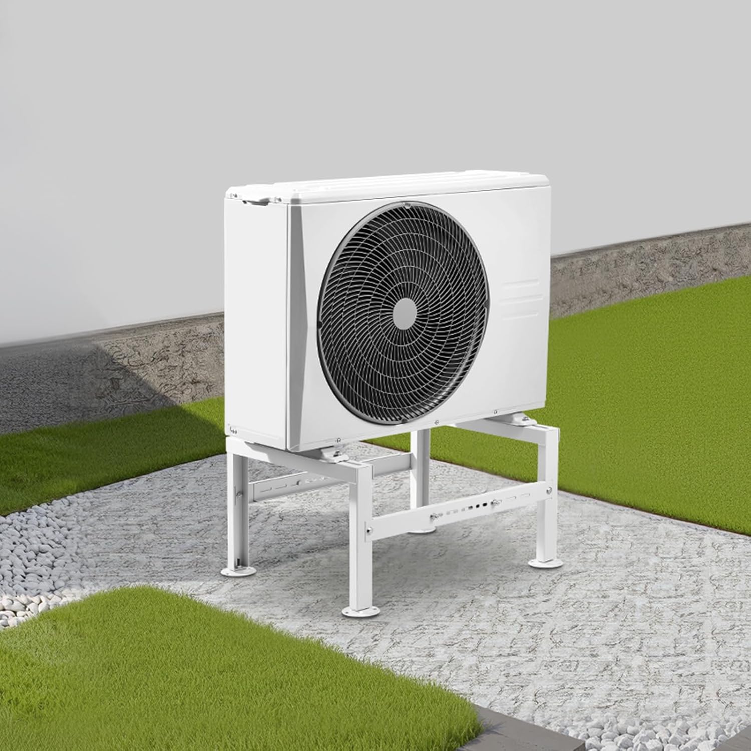VEVOR Mini Split Ground Stand, Adjustable Anti-Vibration Mini Split Stand for 9000-60000 BTU Ductless Air Conditioner Heat Pump, Heavy Duty AC Base Bracket Floor Mount w/ 770LBS Max. Load Capacity