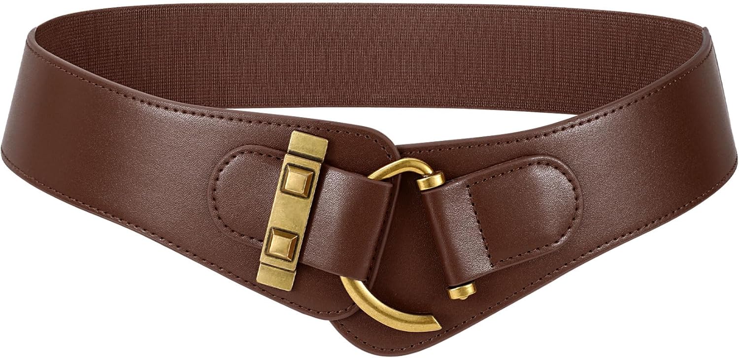 JASGOOD Women's Vintage Stretchy Waist Belt Elastic Wide Waistband for Dresses