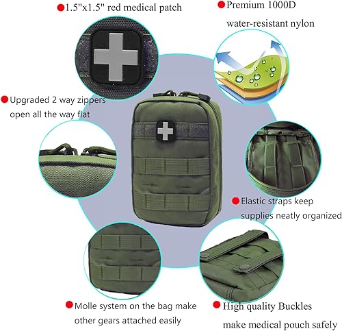 Vista 20 de Carlebben EMT Pouch MOLLE Ifak Pouch Tactical MOLLE Medical First Aid Kit Utility Pouch Canela,CP Camouflage,Verde
