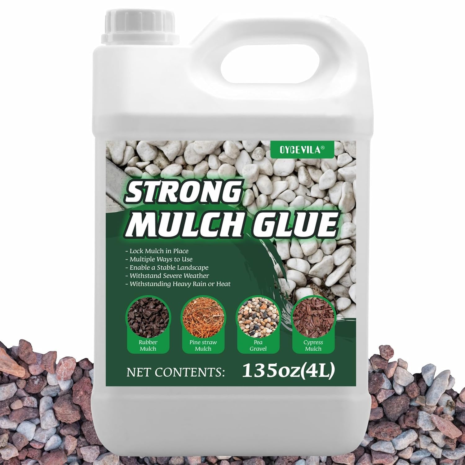 Heavy-Duty Mulch Glue, Concentrate Rock Glue, Gravel Binder Glue, Non Toxic Landscape Stone Glue, Stay Landscape Stone Rubber Mulch Anchor-Long-Lasting Adhesion for Garden and Landscape Projects