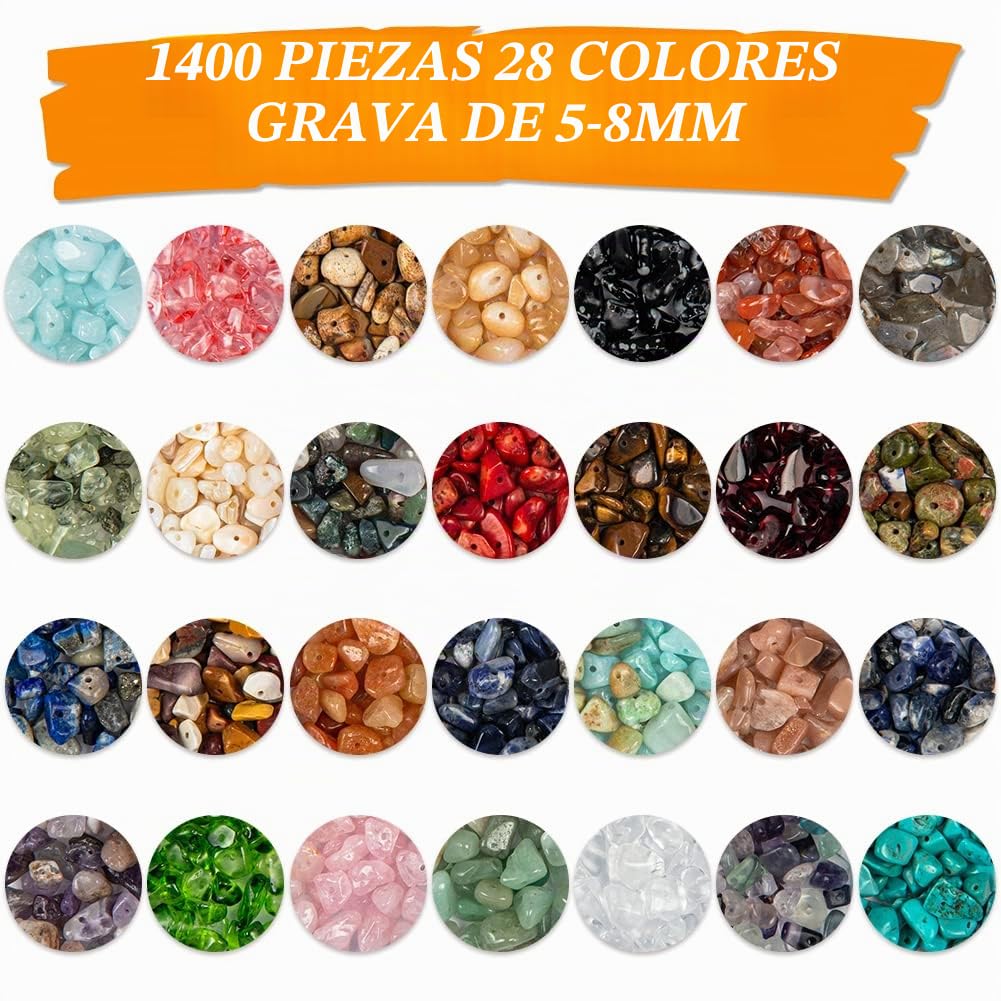 HONGTEYA Kit de fabricación de joyas de cristal de 28 colores con 1630 cuentas de piedras preciosas de cristal, para hacer anillos, aretes y joyas