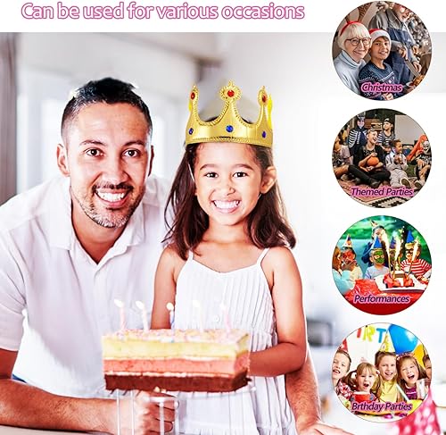 Miniatura 6 de Nuobesty Birthday Crown King Crown for Adults Kids Fabric Golden Party Hat Adjustable Princess Costume Photo Prop 4Pcs 23inch