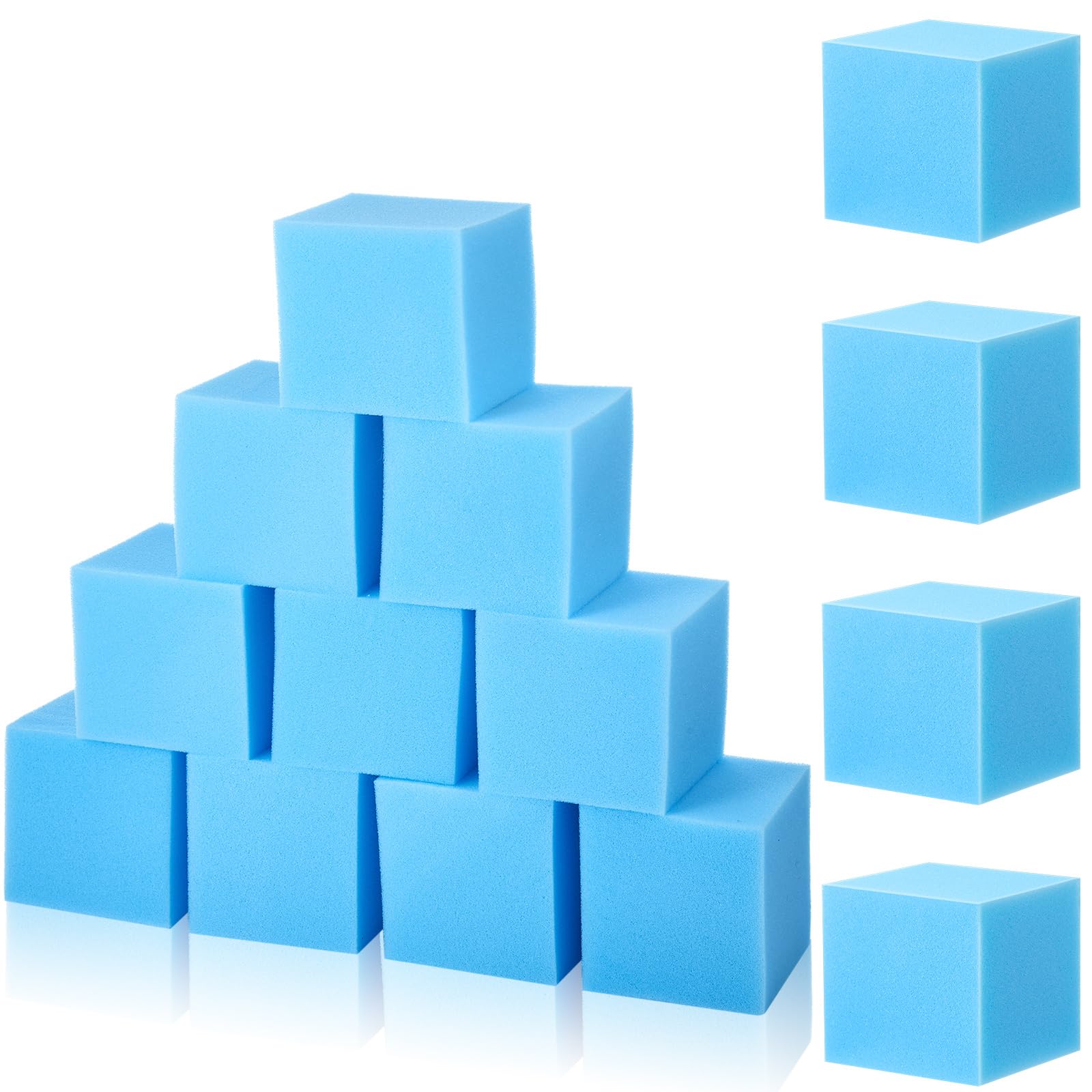 Treela 100 Pieces Foam Pit Blocks, Trampoline Padding for Gymnastics, Parkour Courses, Trampoline Arenas, BMX, 4 x 4 x 4 Inches (Light Blue)