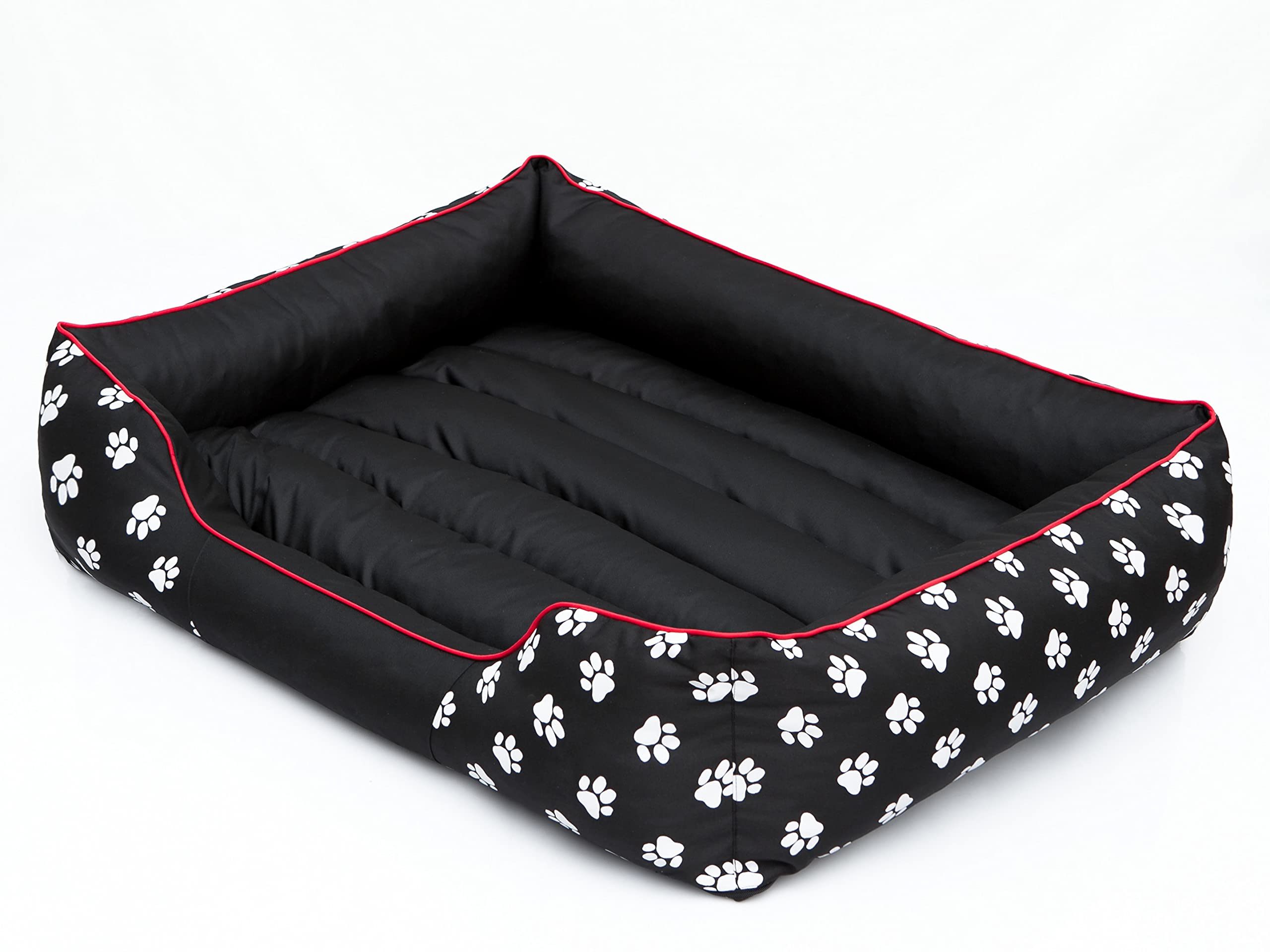 PillowPrim Cuccia per cani, cuscino per cani, cuccia per animali domestici, taglia L, 65 x 50 cm, nero con zampe