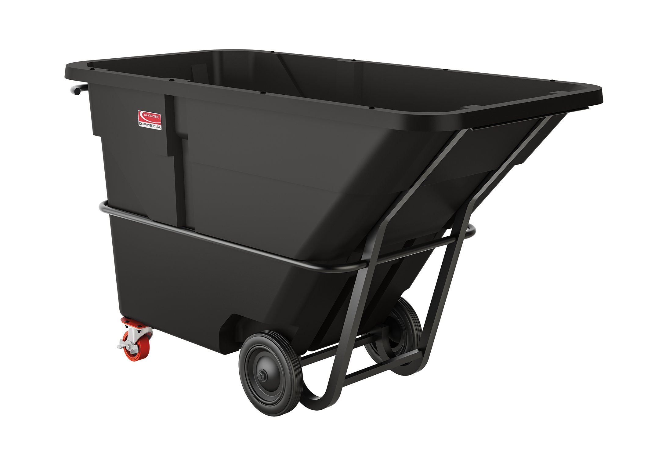 Suncast Commercial Standard Duty 1.5 Cubic Yard Roto-Molded Tilt Truck with Integrated Brake, Towable Design, 1300-Pound Capacity