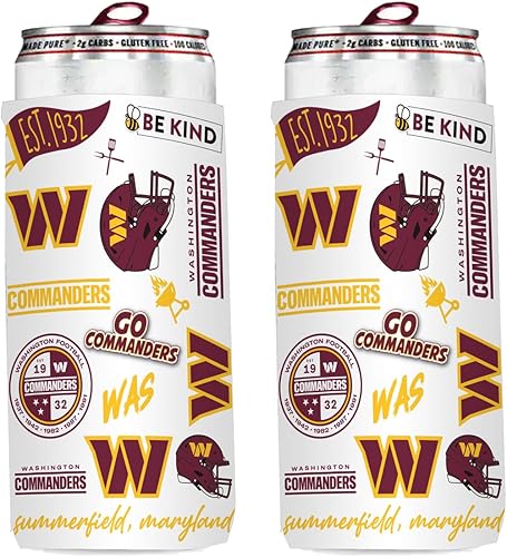 Miniatura 16 de Paquete de 2 soportes para latas de fútbol de 12 onzas, delgado y delgado, aislador de bebidas Huggie Cooler Coozies (Arizona (cardenales))