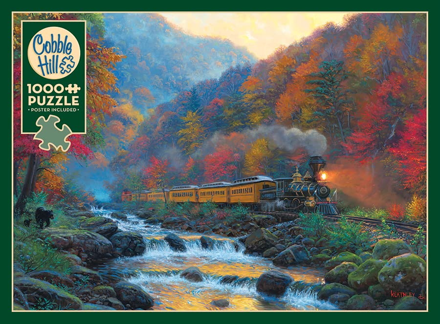 Rompecabezas Cobble Hill de 1000 piezas - Smoky Train - Póster de muestra incluido miniatura 5