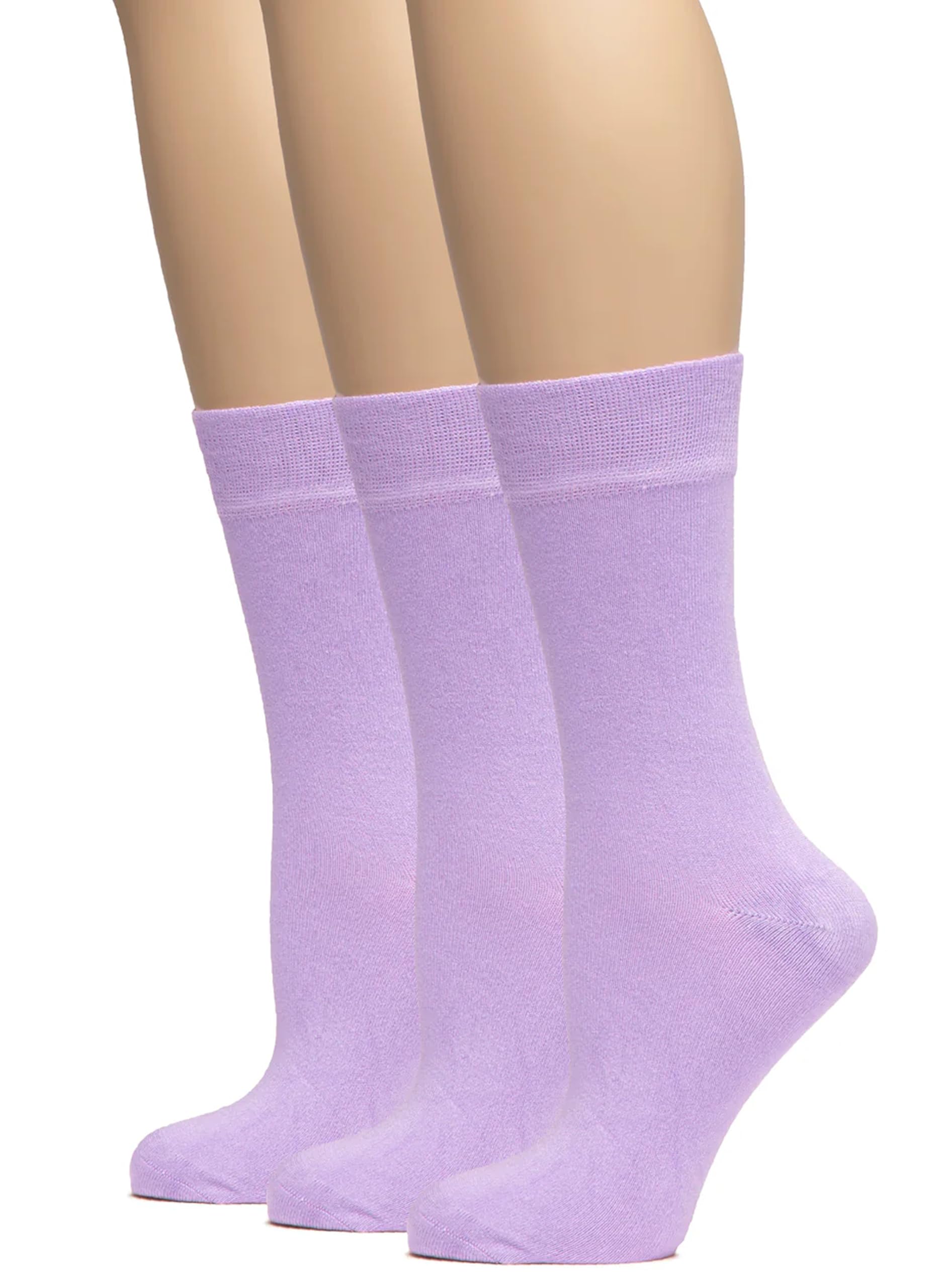 Hugh Ugoli Women's Thin Soft Rayon Derived from Bamboo Crew Socks for Dress, Trouser, Seamless Toe &amp; Non-Binding, 5-8/9-11