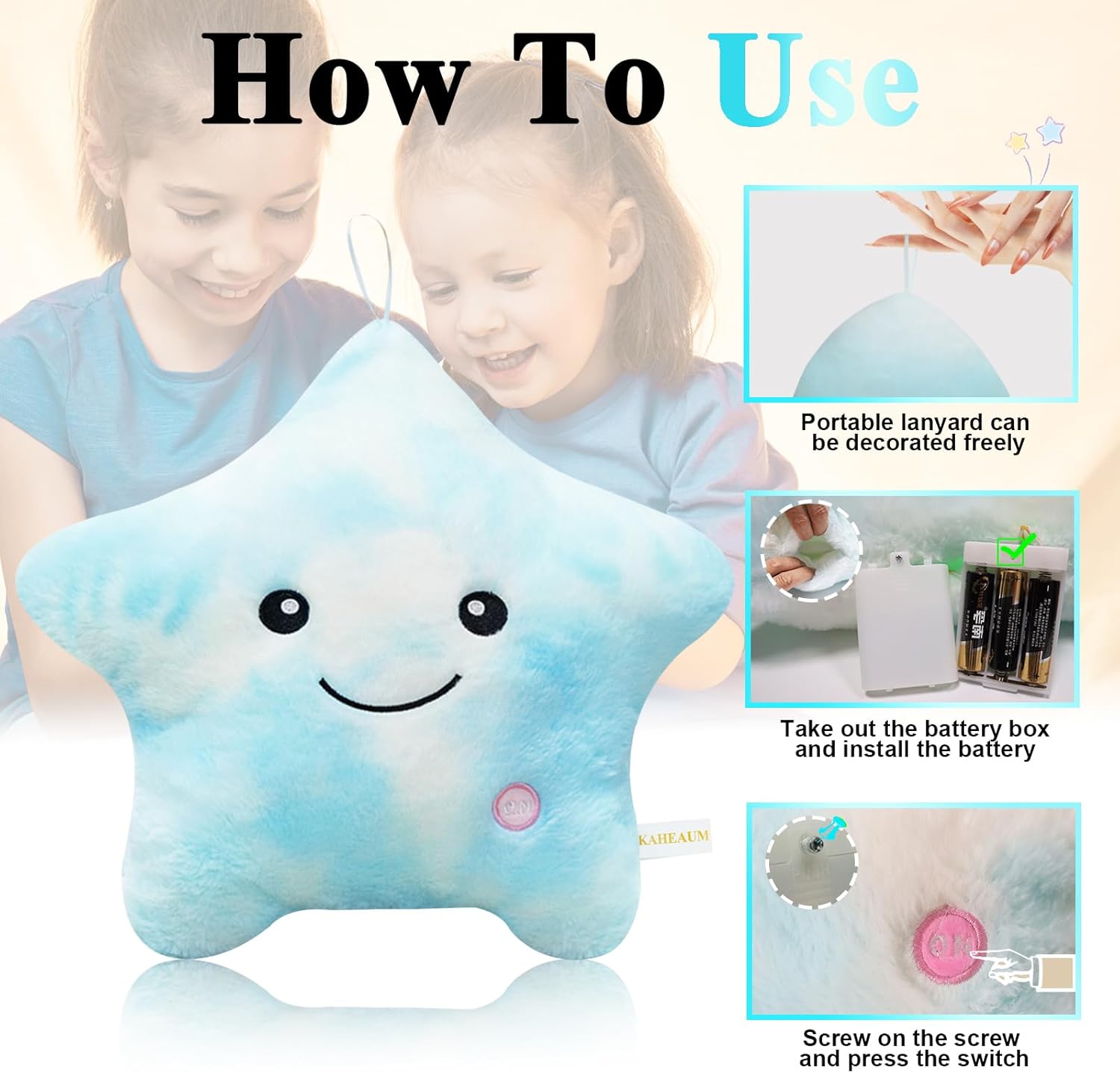 Cute Stuffed Animals Glow Pillow,LED Night Light Up Star Pillows for Kids Decorative Pillow Girls Boys Teens Adults Birthday Christmas Valentines Gift,Kids' Plush Toy Pillows Plushies