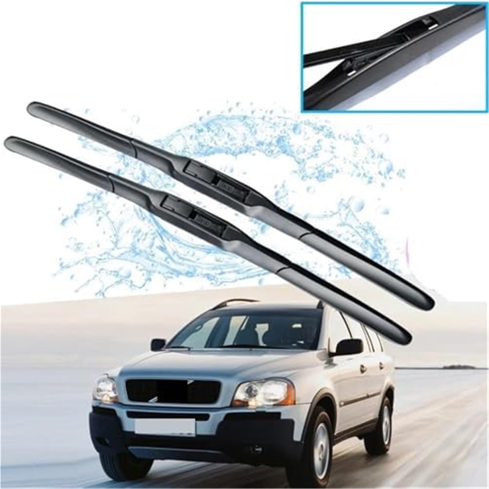 Pióro do wycierania szyb samochodowych Przednie tylne pióra wycieraczek, dla Volvo Xc90 2002-2004 wycieraczki szyby przedniej szczotki akcesoria samochodowe naklejki(BLACK Style B)